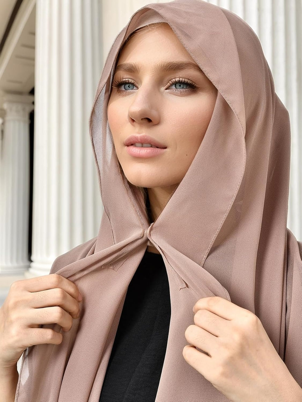 Instant Chiffon Hijab Set 3-in-1 Hijabs Scarf with Built-in Magnets and Undercap Head Wraps with Modal Cap - Image 8