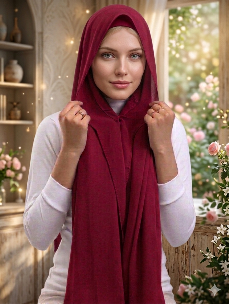 Instant Chiffon Hijab Set 3-in-1 Hijabs Scarf with Built-in Magnets and Undercap Head Wraps with Modal Cap - Image 10