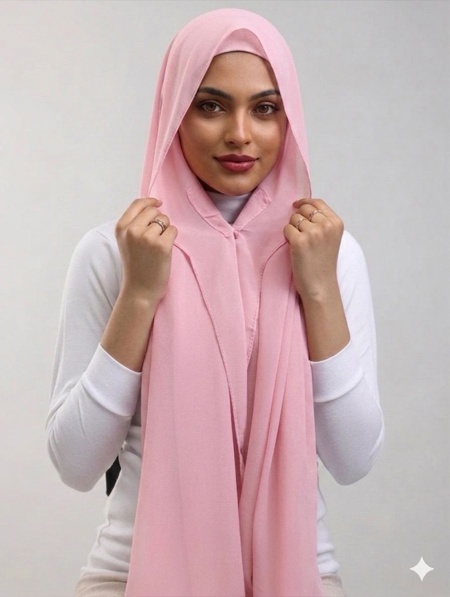 Instant Chiffon Hijab Set 3-in-1 Hijabs Scarf with Built-in Magnets and Undercap Head Wraps with Modal Cap - Image 6