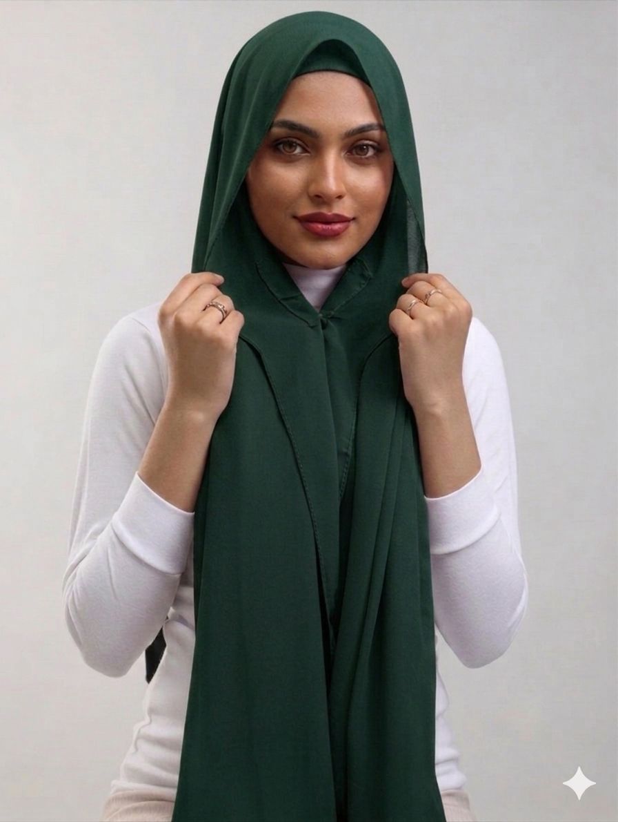 Instant Chiffon Hijab Set 3-in-1 Hijabs Scarf with Built-in Magnets and Undercap Head Wraps with Modal Cap - Image 3