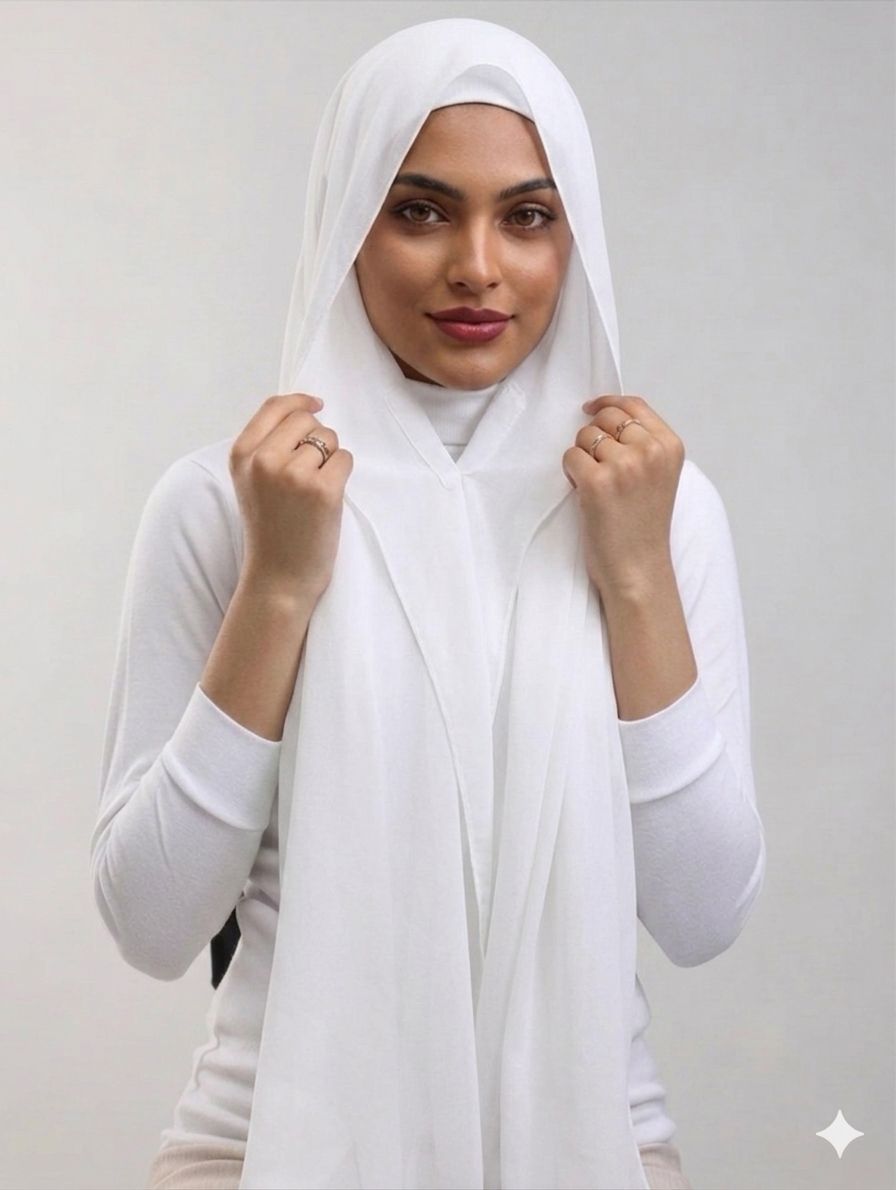 Instant Chiffon Hijab Set 3-in-1 Hijabs Scarf with Built-in Magnets and Undercap Head Wraps with Modal Cap - Image 5